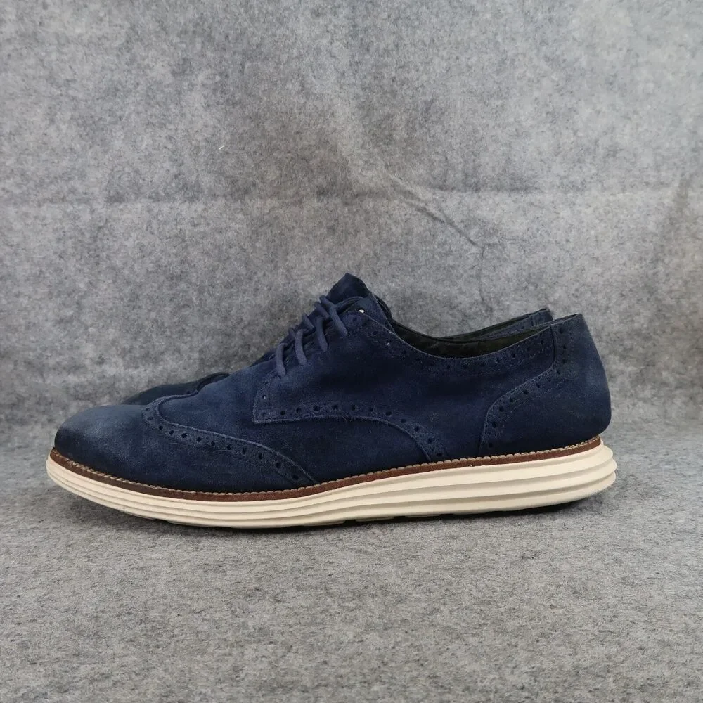 Cole Haan Shoes Mens 13 Oxfords Wingtip Lunargrand Leather Classic Blue Fashion